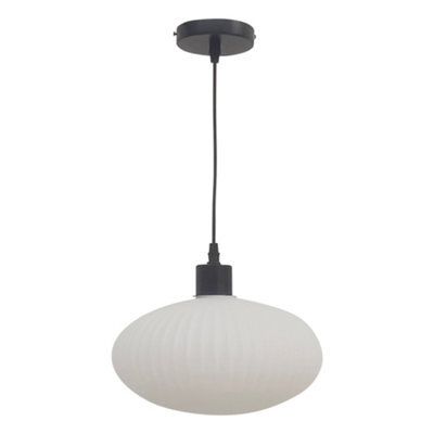 First Choice Lighting White Oval Glass Kitchen Dining Ceiling Light Pendant With Black - image 1