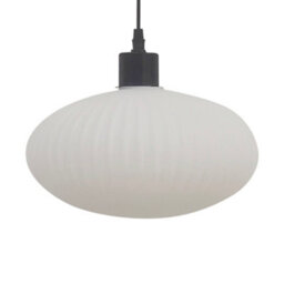 First Choice Lighting White Oval Glass Kitchen Dining Ceiling Light Pendant With Black - thumbnail 7