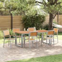 Berkfield Garden Dining Set 7 Pcs Grey And Brown 200 X 90 X 75 Cm