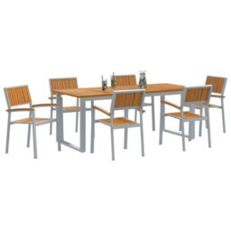 Berkfield Garden Dining Set 7 Pcs Grey And Brown 200 X 90 X 75 Cm - thumbnail 3