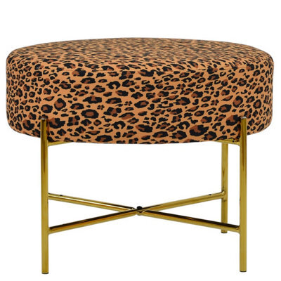 Lakeland Furniture Avon Leopard Fabric Gold Leg Foot Stool - image 1