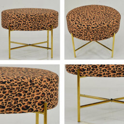 Lakeland Furniture Avon Leopard Fabric Gold Leg Foot Stool - thumbnail 4