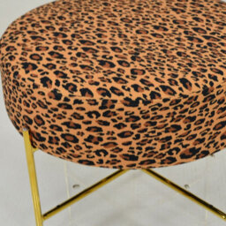 Lakeland Furniture Avon Leopard Fabric Gold Leg Foot Stool - thumbnail 5