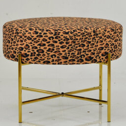Lakeland Furniture Avon Leopard Fabric Gold Leg Foot Stool - thumbnail 3