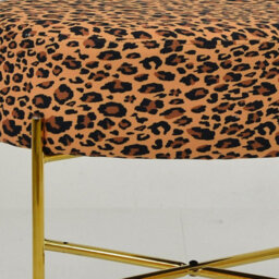 Lakeland Furniture Avon Leopard Fabric Gold Leg Foot Stool - thumbnail 6