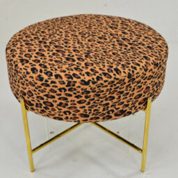 Lakeland Furniture Avon Leopard Fabric Gold Leg Foot Stool - thumbnail 2
