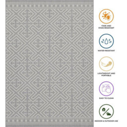 Homeart Outdoor Rugs Easy Cleaning Area Rugs For Balcony,garden,picnic,uv Weather Resistant  Grey Cream, 180 X 270 Cm - thumbnail 6