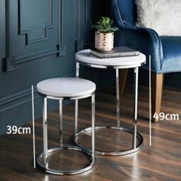 White High Gloss Set Of 2 Nesting Coffee Side Tables - thumbnail 3
