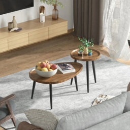2Pcs Industrial Nesting Coffee Table Centre Accent Table - thumbnail 6