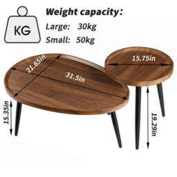 2Pcs Industrial Nesting Coffee Table Centre Accent Table - thumbnail 2