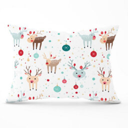 Warren Reed Designer Happy Reindeer With Christmas Lights Cushions 33Cm X 48Cm - thumbnail 1