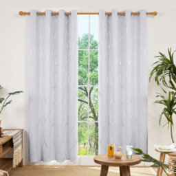 Deconovo Eyelet Blackout Curtains, Silver Wave Line Foil Printed Curtains For Living Room, 52 X 84 Inch, Silver Grey, 1 Pair - thumbnail 5