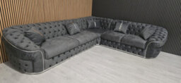 Ambassador Corner Sofa Dark Grey Velvetgre 7 Seater Sofa - thumbnail 5