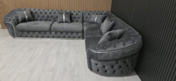 Ambassador Corner Sofa Dark Grey Velvetgre 7 Seater Sofa - thumbnail 1