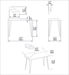 Decorotika Desalvo Study And Writing Desk White Marble Effect And White - thumbnail 5