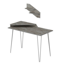 Decorotika Desalvo Study And Writing Desk White Marble Effect And White - thumbnail 4
