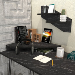Decorotika Desalvo Study And Writing Desk White Marble Effect And White - thumbnail 3