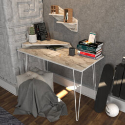 Decorotika Desalvo Study And Writing Desk White Marble Effect And White - thumbnail 2