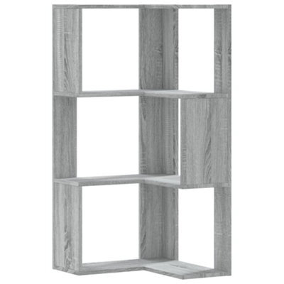 Berkfield Elegant Corner Bookcase 3-Tier Grey Sonoma 50X50X102 Cm Engineered Wood