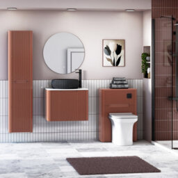 Royal Bathrooms Avenza 600mm Terracotta Clay Wall Hung Bathroom Countertop Vanity Unit 1 Drawer With Milan Black Basin - thumbnail 4