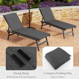 Costway Outdoor Lounge Chair Cushion Indoor Outdoor Tri-Fold Lounger Pad W/ Straps - thumbnail 4