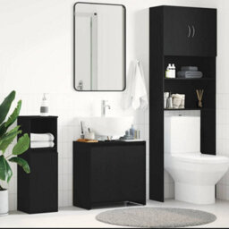 Berkfield Bathroom Cabinet Black Oak 60X33X61 Cm Engineered Wood - thumbnail 1