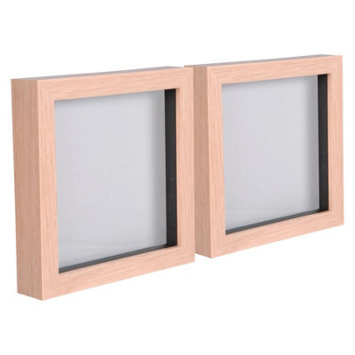 "Nicola Spring 3D Box Photo Frames - 6"" X 6"" - Light Brown - Pack Of 2" - image 1