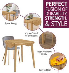 Hallowood Furniture Ledbury Light Oak Drop Leaf Round Dining Table With 4 Taupe Leather Effect Chairs - thumbnail 2