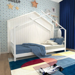3Ft Twin Size Solid Pine Wood Bed House Bed Frame With Guard Fence - thumbnail 6