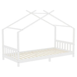 3Ft Twin Size Solid Pine Wood Bed House Bed Frame With Guard Fence - thumbnail 2