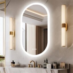 Luvodi Long Oval Bathroom Led Wall Mirror Makeup Mirrors, Backlit, Dimmable, 3 Lights, Anti-Fog 80X50Cm - thumbnail 8