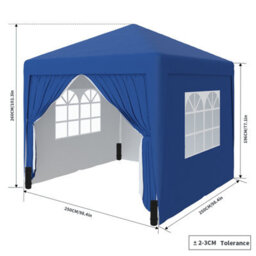 Sundaze Garden Pop Up Gazebo Party Tent Camping Marquee Canopy With 4 Sidewalls Carrying Bag Blue 2.5X2.5M - thumbnail 2