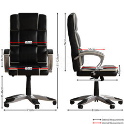 Lassic Vida Designs Henderson Black & White Executive Office Computer Chair Ukfr Adjustable Swivel  Pu Faux-Leather - thumbnail 2