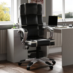 Lassic Vida Designs Henderson Black & White Executive Office Computer Chair Ukfr Adjustable Swivel  Pu Faux-Leather - thumbnail 1