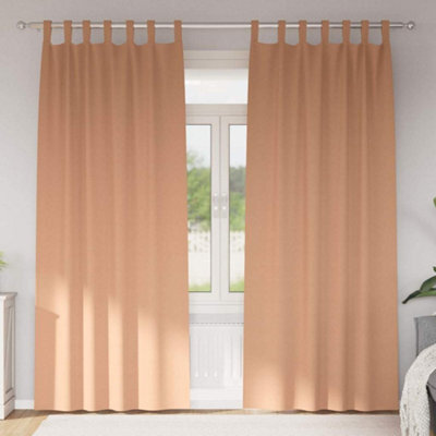 Berkfield Curtains With Curtains 2 Pcs Light Brown Polyester - image 1