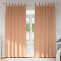 Berkfield Curtains With Curtains 2 Pcs Light Brown Polyester - thumbnail 1