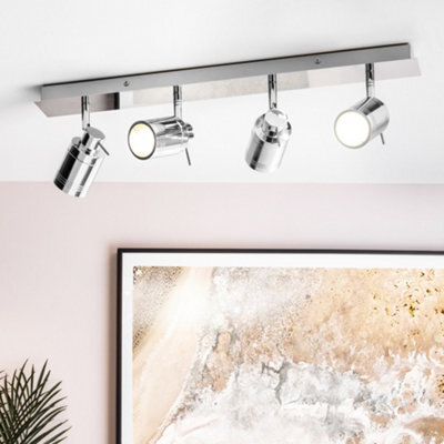 Litecraft Hugo Chrome 4 Light Ceiling Spotlight Bar - image 1