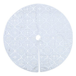 Living And Home White Round Snowflake Christmas Tree Base Skirt Xmas Ornament With Hanging Stocking Dia 120Cm - thumbnail 3