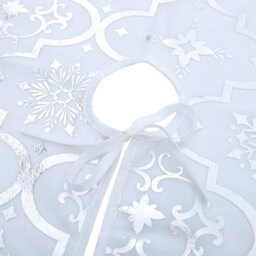 Living And Home White Round Snowflake Christmas Tree Base Skirt Xmas Ornament With Hanging Stocking Dia 120Cm - thumbnail 5
