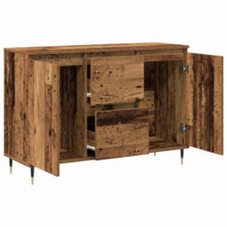 Berkfield Sideboard With Doors & Drawers Old Wood 101,5X35X70 Cm - thumbnail 5