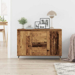 Berkfield Sideboard With Doors & Drawers Old Wood 101,5X35X70 Cm - thumbnail 4
