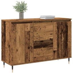 Berkfield Sideboard With Doors & Drawers Old Wood 101,5X35X70 Cm - thumbnail 3