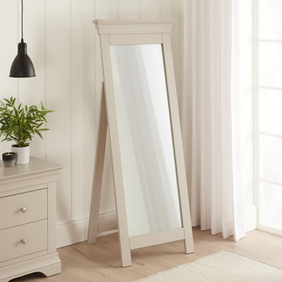 The Furniture Market Wilmslow Dove Grey Painted Cheval Full Length Dressing Mirror H 1485mm X W 600mm X D 60mm - image 1