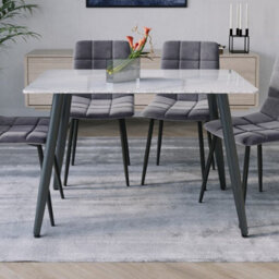 Urbn-Living Urbnliving 120Cm Width Gloss White Modern 4 Seater Ceramic Square Shape Top Kitchen & Dining Room Table - thumbnail 4