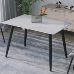 Urbn-Living Urbnliving 120Cm Width Gloss White Modern 4 Seater Ceramic Square Shape Top Kitchen & Dining Room Table - thumbnail 5