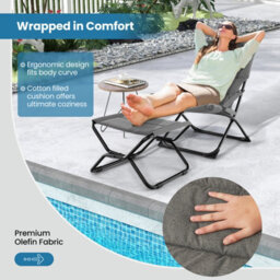 Costway Patio Folding Sling Chair Outdoor Portable Lounge Chair With Footrest - thumbnail 5