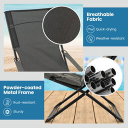 Costway Patio Folding Sling Chair Outdoor Portable Lounge Chair With Footrest - thumbnail 6