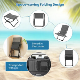 Costway Patio Folding Sling Chair Outdoor Portable Lounge Chair With Footrest - thumbnail 8