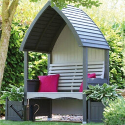 AFK Cottage Arbour Painted In Charcoal & Stone - thumbnail 1