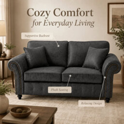 Gamzo Outlet 3+2 Seater Sofa Set Full Back Leather Couch With Strong Wooden Frame And Padded Curved Arms - thumbnail 5